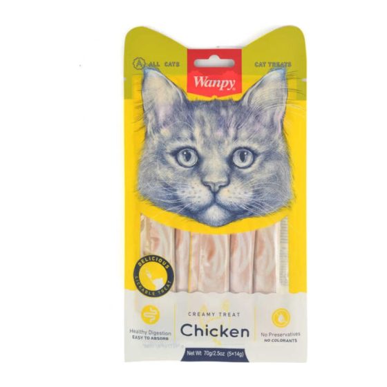 WANPY LICKABLE TREAT CHICKEN for CAT 14gr*5 70gr (PIWP-020)