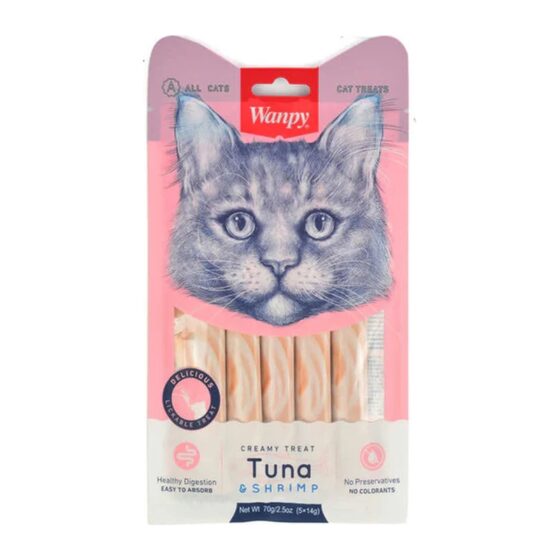 WANPY LICKABLE TREAT TUNA&SHRIMP for CAT 14gr*5/12 (PIWP-022)