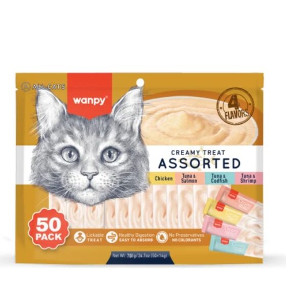 WANPY 4 FLAVORS MIXED  LICKABLE TREAT for CAT 14gr*50(PIWP-111)
