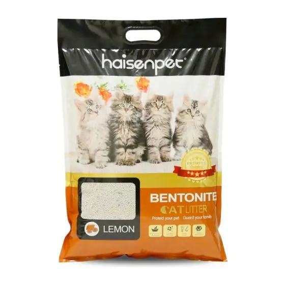 Бентонитовый наполнитель для кошачьего туалета HAISENPET Ball shape bentonite cat litter LEMON 5L
