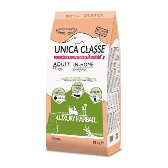 GHEDA сухой корм для кошек Unica Classe Cat  Adult In-Home Luxury Hairball 10kg