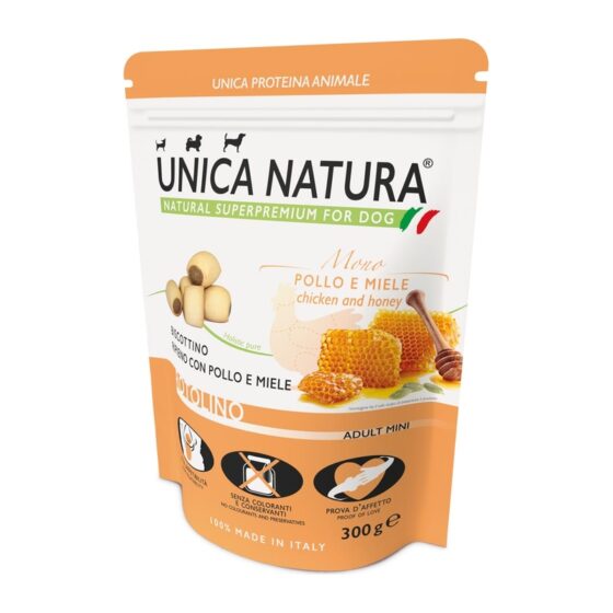 GHEDA Моно лакомство для собак мелких пород  Unica Natura Mono ROTOLINO с курицей и мёдом, 300 г
