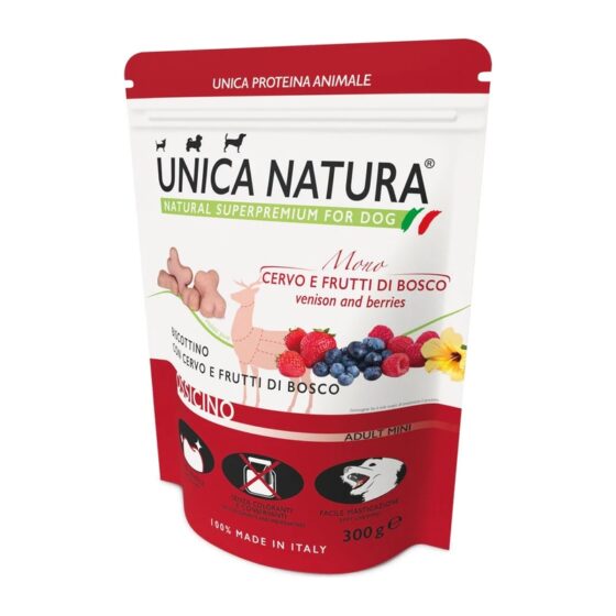 GHEDA Моно лакомство для собак мелких пород  Unica Natura Mono Bone с олениной и ягодами, 300 г