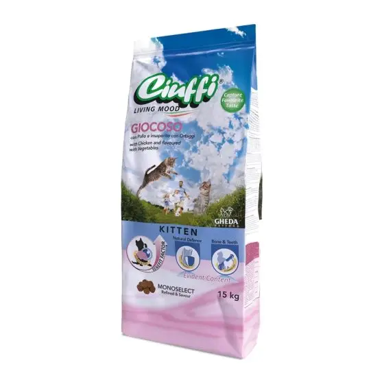 GHEDA сухой корм для кошек Ciuffi GIOCOSO kitten 15 kg