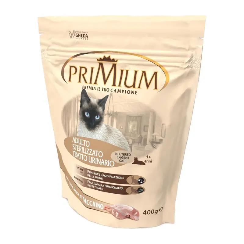 GHEDA сухой корм для кошек Primium Adulto Sterilizzato pro urinario 400g