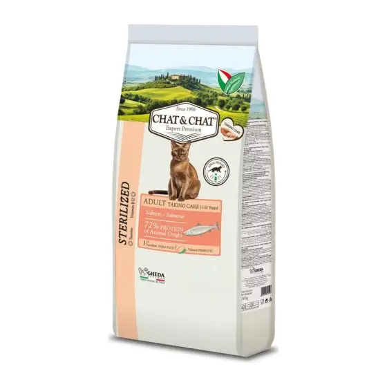GHEDA сухой корм для кошек Chat&Chat Expert Adult Sterilizat cu Salmon 900g