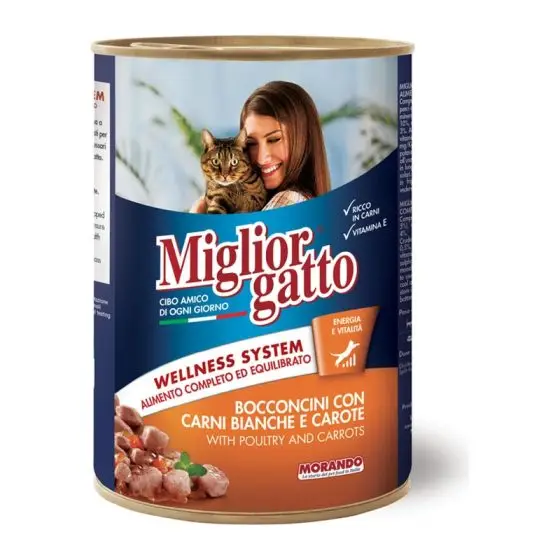 MORANDO консерва кусочки для кошек Professional Gatto Carni Bianche Carote 405g