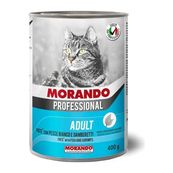 MORANDO консерва паштет Professional Gatto PATE Pesce Bianco Gamberetti 400g