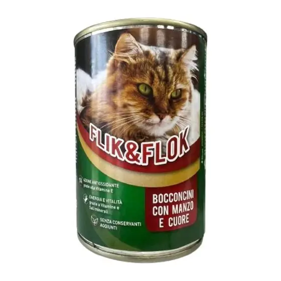 MORANDO консерва кусочки FLIK&FLOK MANZO E CUORE  (ГОВЯДИНА И СЕРДЦЕ) 405g