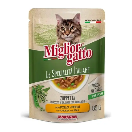 MORANDO пауч для кошек Migliorgatto Specialità Italiane  SOUP POUCH POLLO PIS Суп с курицей 85g