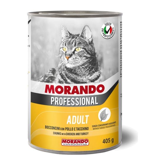 MORANDO консерва кусочки для кошек Professional Gatto   Pollo Tacchino gaina curcan 405g