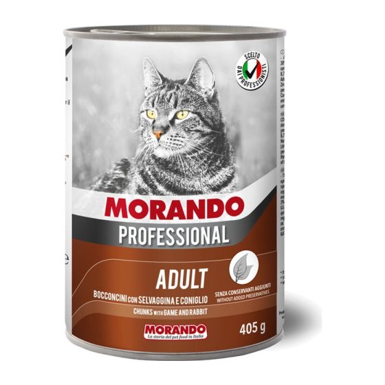 MORANDO консерва кусочки для кошек Professional Gatto  Selvaggina Coniglio vanat iepure 405g