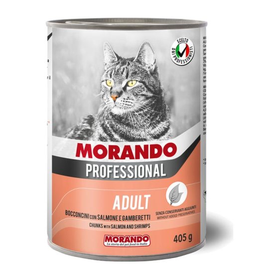 MORANDO консерва кусочки для кошек Professional Gatto Gamberetti/Salmone  405g