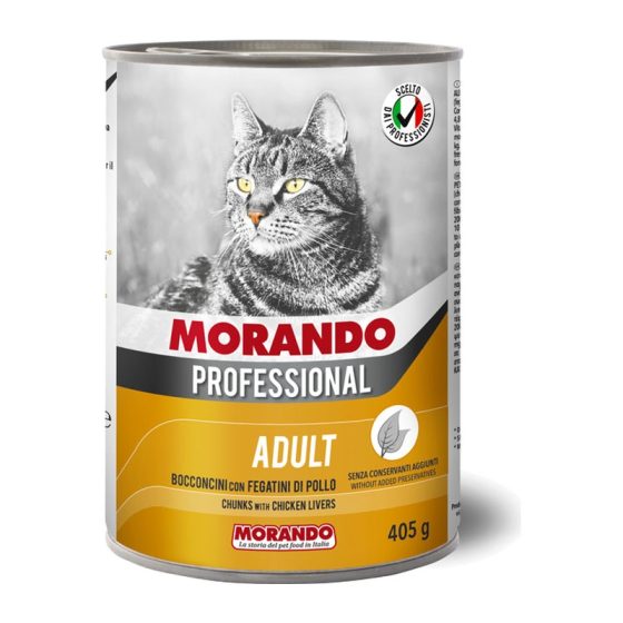 MORANDO консерва кусочки для кошек Professional Gatto Fegatini di Pollo ficat gaina 405g
