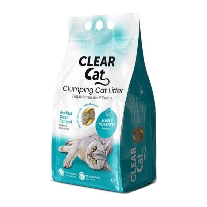 Бентонитовый наполнитель для кошачьего туалета Clearcat naturel unscented cat litter 5 l