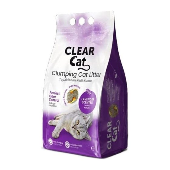 Бентонитовый наполнитель для кошачьего туалета Clearcat Lavander scented cat litter 10 l