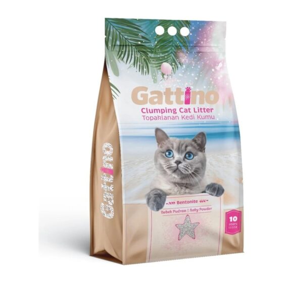 Бентонитовый наполнитель для кошачьего туалета Gattino Baby Powder Scented Cat Litter 10 L